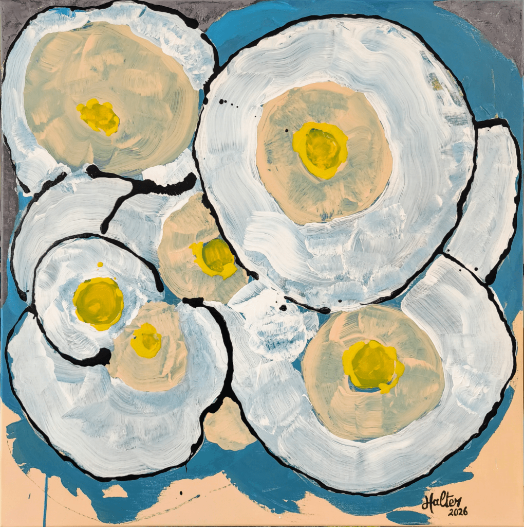 Composition abstraite de fleurs blanches en gros plan