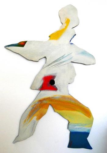 Découpe de bonhomme peint de couleurs vives