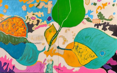 QUATRE FEUILLES, ACRYLIQUE (d’après diapographique #52) 